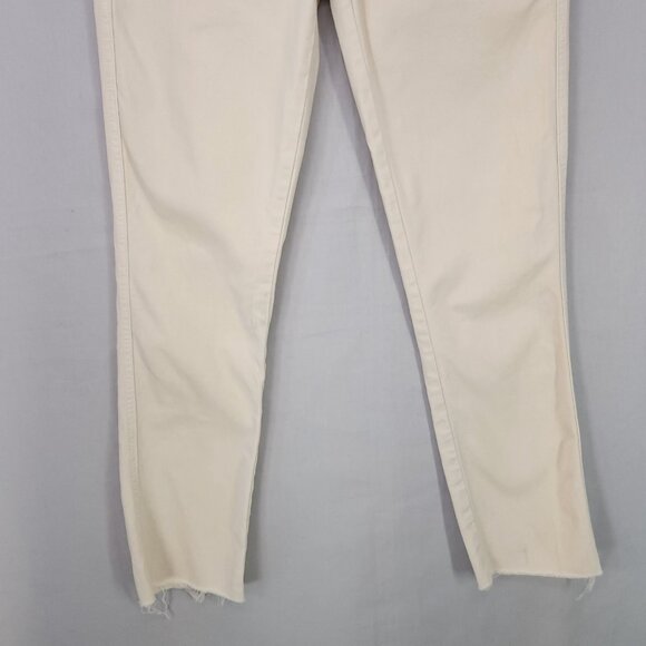 MOTHER High Waisted Rascal Ankle Fray Jeans Womens 27 Chalk It Up Ivory Stretch - Picture 16 of 16